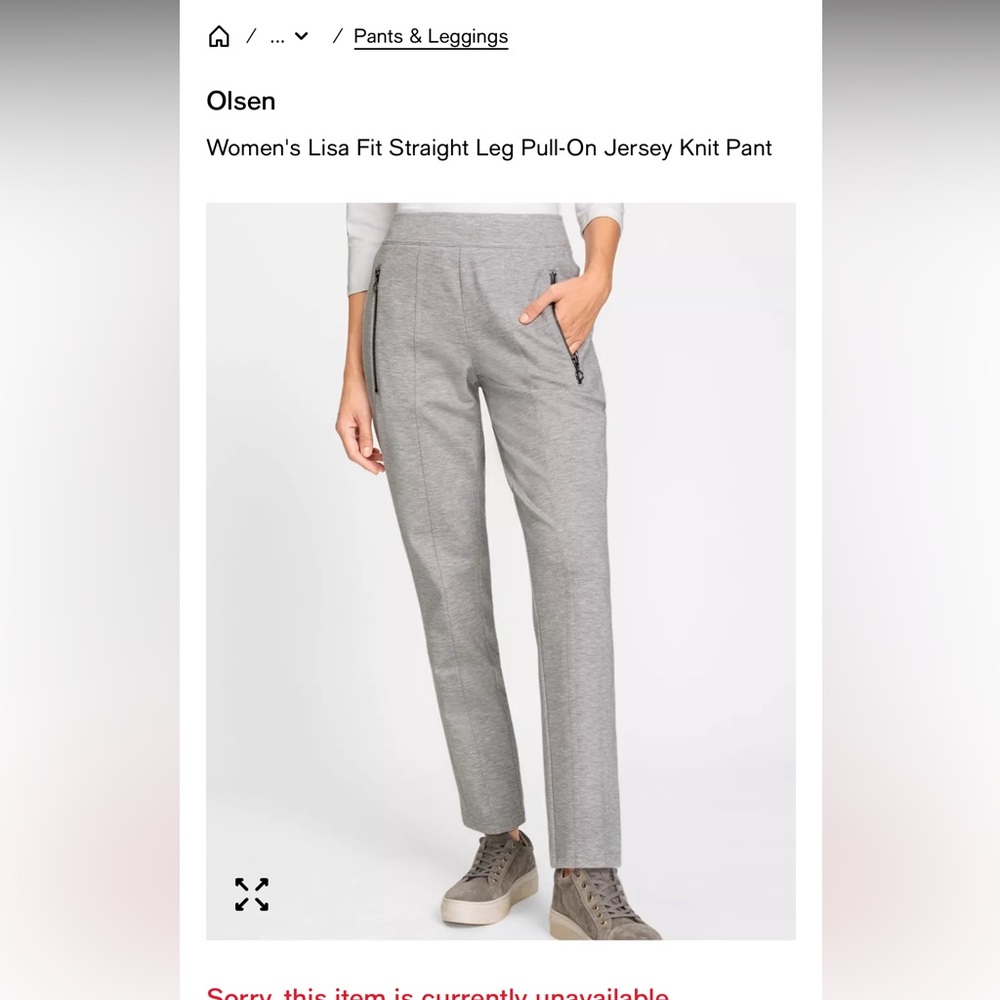 Olsen Women’s Lisa Fit Straight Leg Pull-On Jersey Knit Pant. EUC Size XS/4